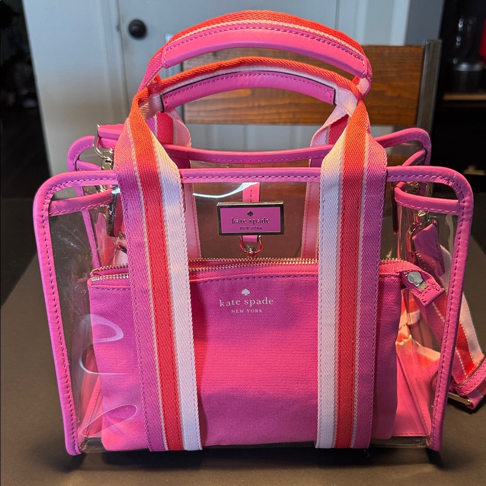 Kate Spade Pink and Clear Sam Tote Bag